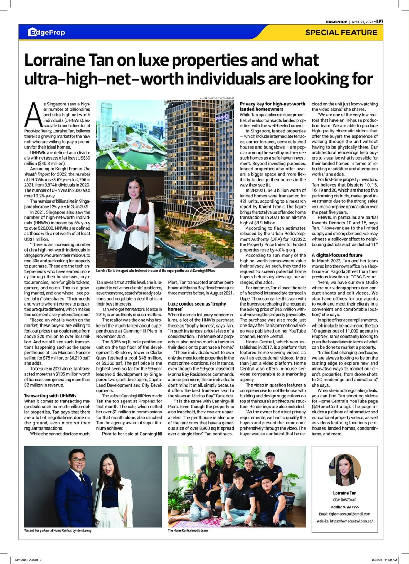EdgeProp — Lorraine Tan on luxe properties and UHNWIs (April 2022)